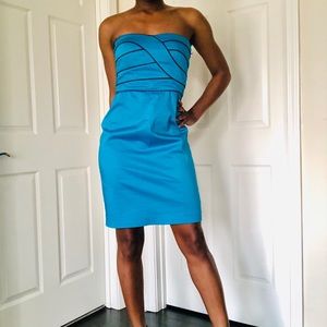 Calvin Klein Strapless Sweetheart Neck Blue Dress